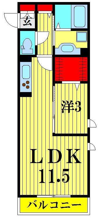 ラヴニール アン(1LDK/2階)の間取り写真