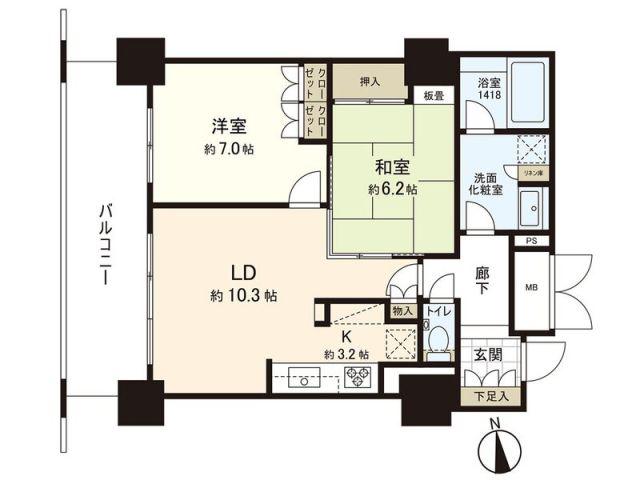 アップルタワーズ仙台ブローディアタワー(2LDK/27階)の間取り写真