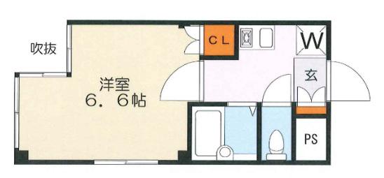 蕨ヒルズE棟(1K/2階)の間取り写真