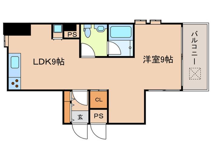 TKマンション(1LDK/2階)の間取り写真