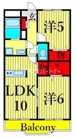 プルミエール東尾久(2LDK/1階)の間取り写真