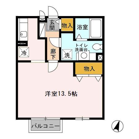 クラージュ(ワンルーム/1階)の間取り写真