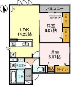 グリーンサイド長居(2LDK/2階)の間取り写真