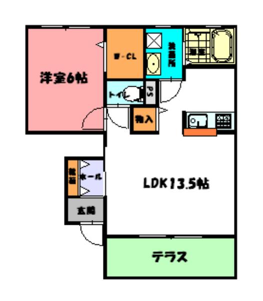 グランディール(1LDK/1階)の間取り写真