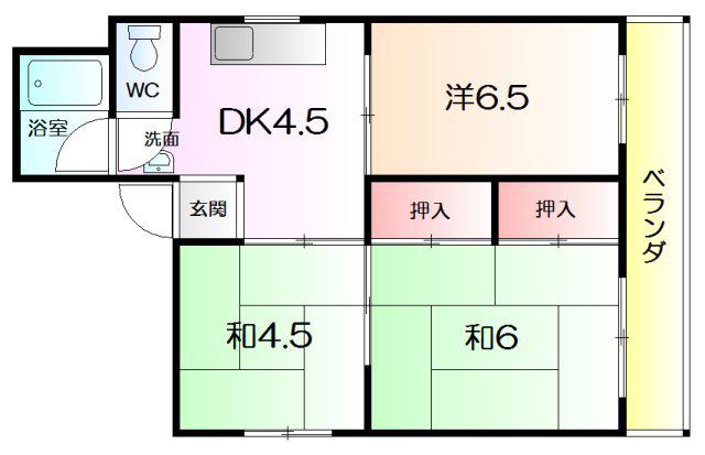 湊マンション(3DK/3階)の間取り写真
