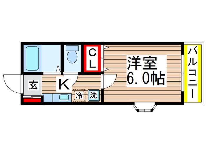 タケハイム船橋(1K/3階)の間取り写真
