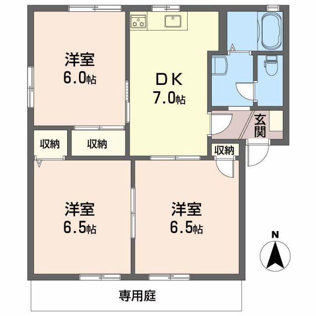 ディアス三町 A(3DK/1階)の間取り写真