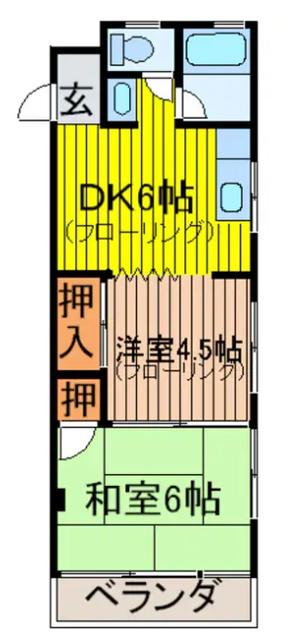 ベルメゾン山口(2DK/1階)の間取り写真