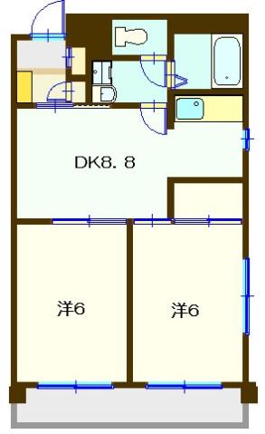 イーグルハイツ(2DK/1階)の間取り写真
