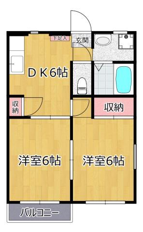 ベルデ南宮崎台(2DK/1階)の間取り写真