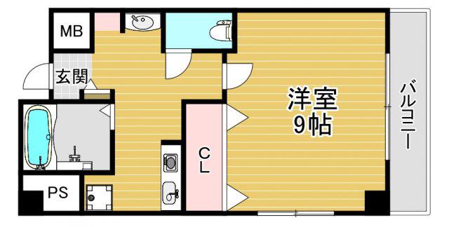 アーバンコート福島(1K/6階)の間取り写真