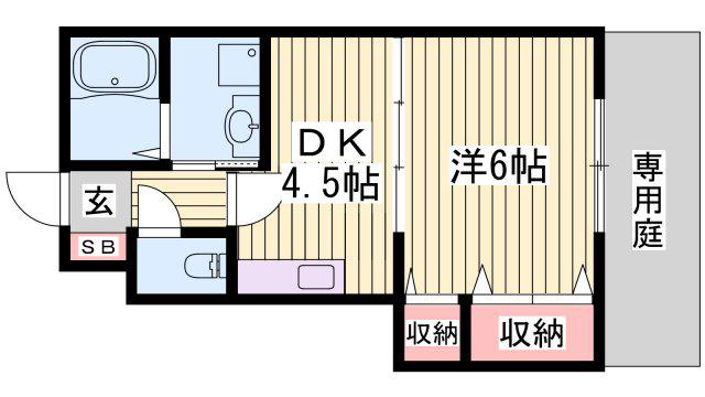 コンフォート花田II(1DK/1階)の間取り写真