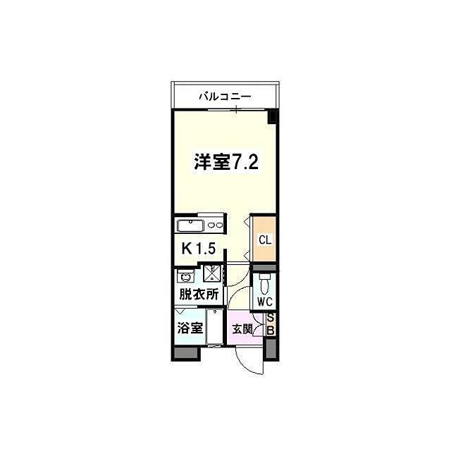 ウエスト PLAIN V(1K/2階)の間取り写真