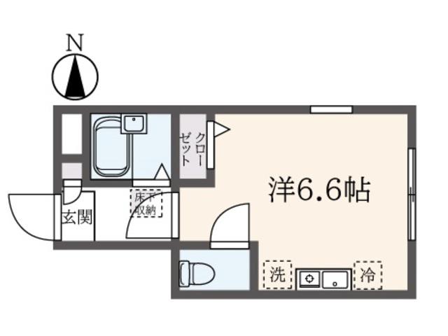 レギスタン(ワンルーム/1階)の間取り写真