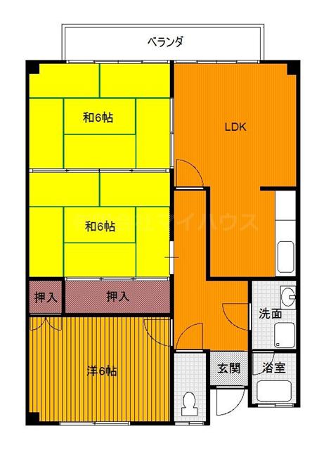 水町荘(3DK/2階)の間取り写真