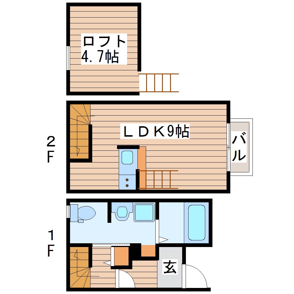 シェルメゾン土樋(1LDK/1階)の間取り写真