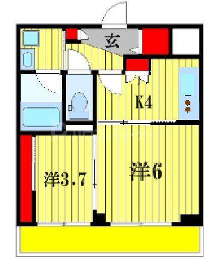 ダイヤモンドクレスト南流山(1LDK/2階)の間取り写真