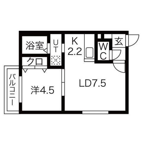 ENCHANTE KOTONI(1LDK/2階)の間取り写真