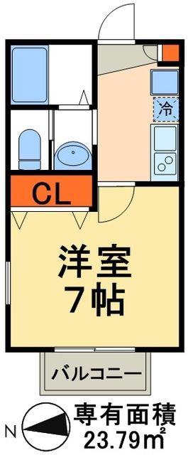 キャメル柏たなか2 C棟(1K/2階)の間取り写真