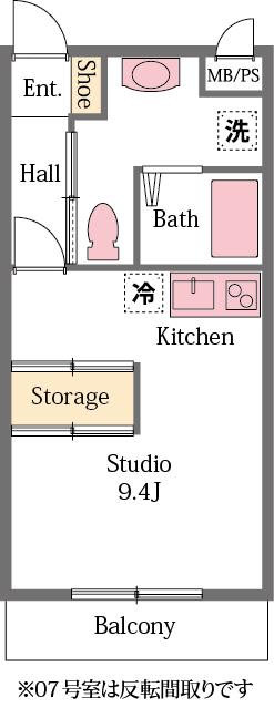 マティス(ワンルーム/1階)の間取り写真