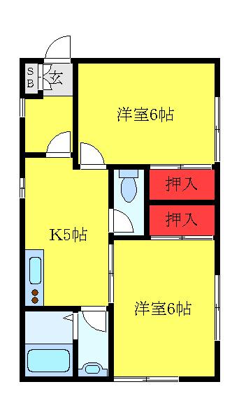 第二斉藤ビル志芳(2K/2階)の間取り写真