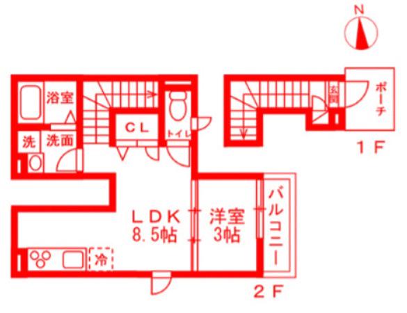 FORESTIII西寺尾(1LDK/2階)の間取り写真