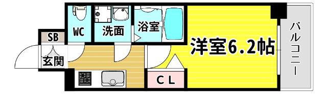 エスリード大阪CENTRAL AVENUE(1K/4階)の間取り写真