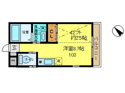 ラフィーネ鎌倉(ワンルーム/1階)の間取り写真