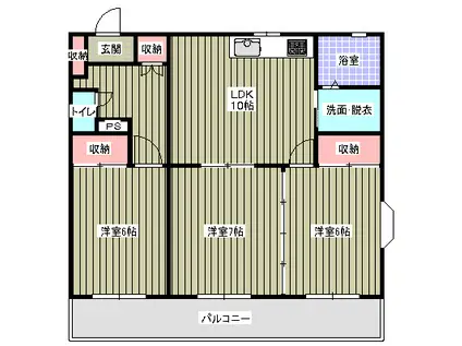 ロイヤルプラザ高田(3LDK/1階)の間取り写真