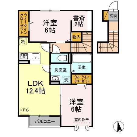 アベニールIII(2LDK/2階)の間取り写真
