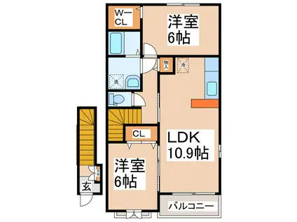 エバー グリーン(2LDK/2階)の間取り写真