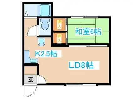 シャンブル渡辺(1LDK/2階)の間取り写真