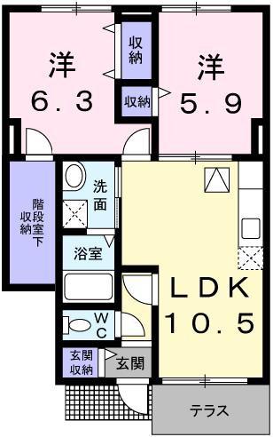 フローレス(2LDK/1階)の間取り写真