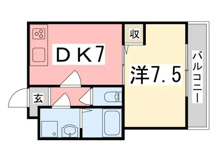 東雲Kマンション(1DK/2階)の間取り写真