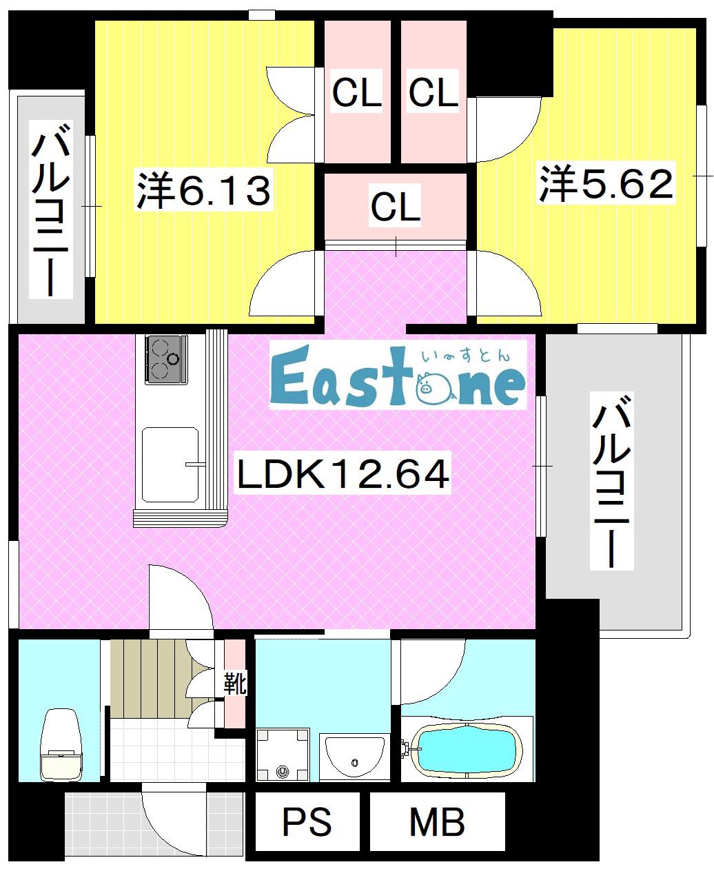 HAZU GRANDE(2LDK/9階)の間取り写真