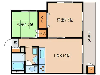 寺前サンハイツ(2LDK/1階)の間取り写真