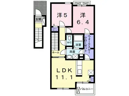 ソレイユ アビタシオン(2LDK/2階)の間取り写真