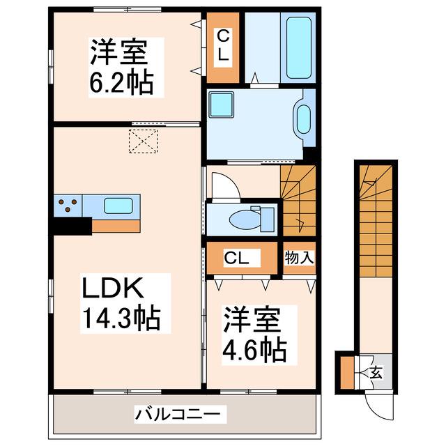 ソラーナ I(2LDK/2階)の間取り写真