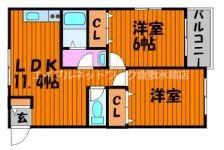西山コンドミニアム(2LDK/1階)の間取り写真