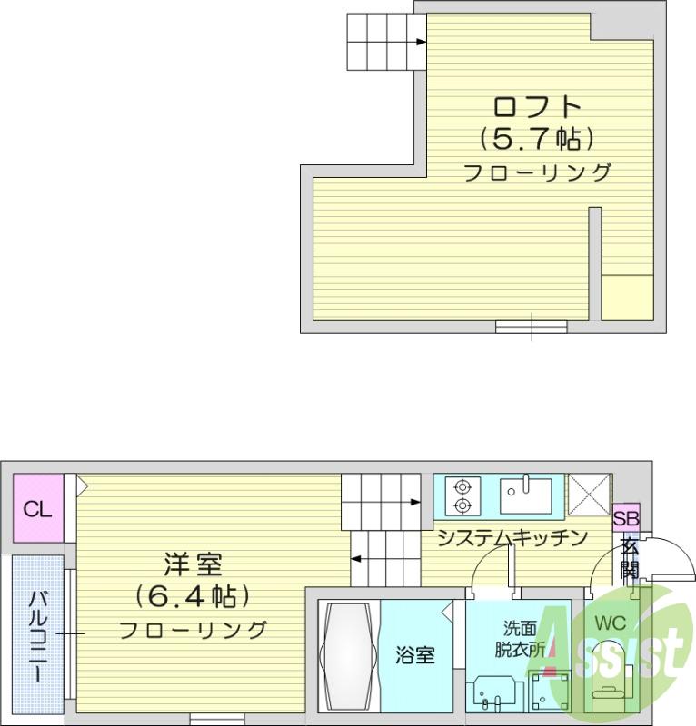 フローラ福住町(ワンルーム/1階)の間取り写真