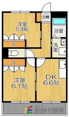 ファニープレイス(2DK/1階)の間取り写真