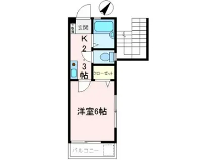 ベルレジデンス(1K/2階)の間取り写真