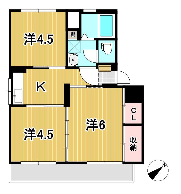 根本ハイツ(3K/2階)の間取り写真