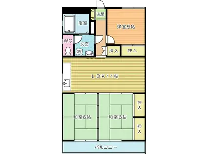 グレイスコート篠崎(3LDK/4階)の間取り写真