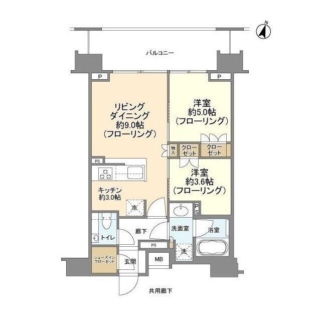 クレヴィア新宿若松町(2LDK/9階)の間取り写真