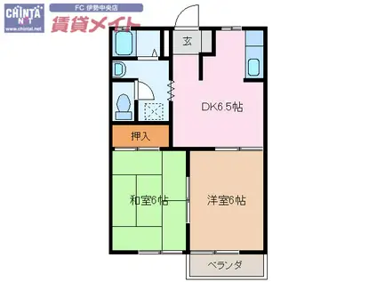 ミルキーウェイ(2DK/1階)の間取り写真