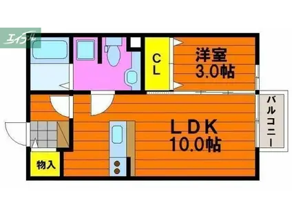 モナリエII(1LDK/2階)の間取り写真