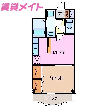 ヌーベルバーグ(1DK/1階)の間取り写真