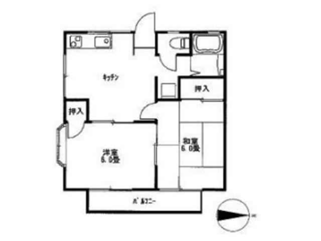 ヴィラ幸陽I(2DK/2階)の間取り写真