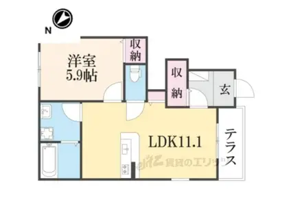 CASA美輪Ⅰ(1LDK/1階)の間取り写真